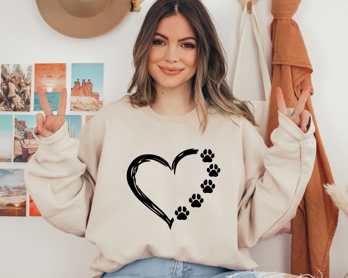 Paw Heart Sweatshirt, Dog Lover Crewneck, Dog Hoodie, Dog Cat Mom Sweater, Graphic Sweatshirt, Gift For Best Friends, Daily Sweater