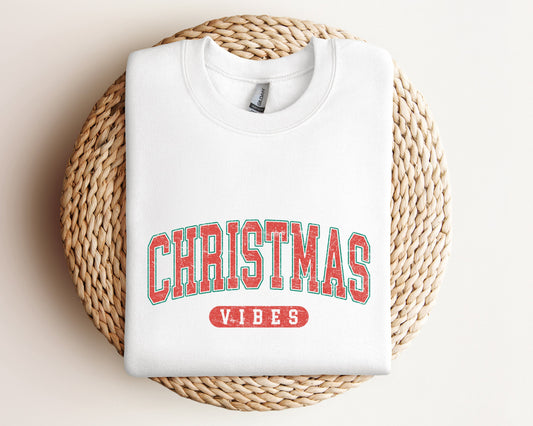 Retro Christmas Vibes Sweatshirt, Womens Christmas Sweatshirt, Holiday Sweater, Cute Christmas Sweatshirt, Christmas Gift, Winter Crewneck