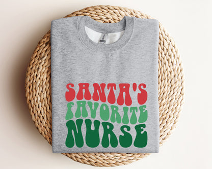 Santa Favorite Nurse Sweatshirt, Christmas Nurse, Holiday Nurse Hoodie, Nurse Hoodie, Nurse Holiday Gift, Cute Santa Crewneck, Retro Santa