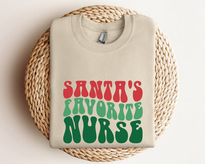 Santa Favorite Nurse Sweatshirt, Christmas Nurse, Holiday Nurse Hoodie, Nurse Hoodie, Nurse Holiday Gift, Cute Santa Crewneck, Retro Santa