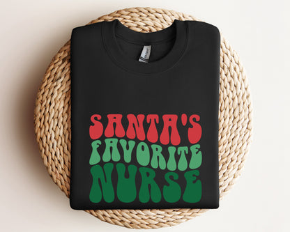 Santa Favorite Nurse Sweatshirt, Christmas Nurse, Holiday Nurse Hoodie, Nurse Hoodie, Nurse Holiday Gift, Cute Santa Crewneck, Retro Santa