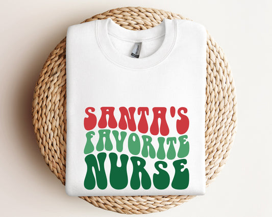Santa Favorite Nurse Sweatshirt, Christmas Nurse, Holiday Nurse Hoodie, Nurse Hoodie, Nurse Holiday Gift, Cute Santa Crewneck, Retro Santa